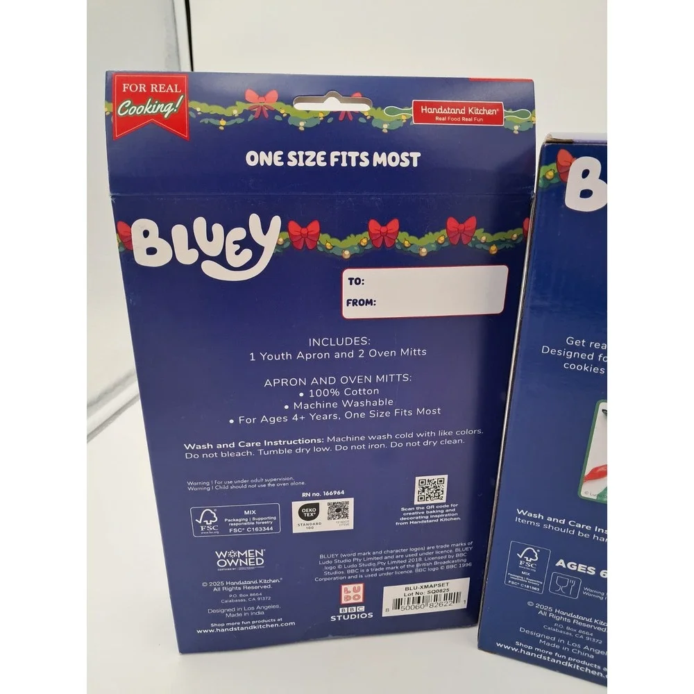 Bleuy‎ Youth Apron And Oven Mitts And Bluey Holiday Baking Set-5 Piece